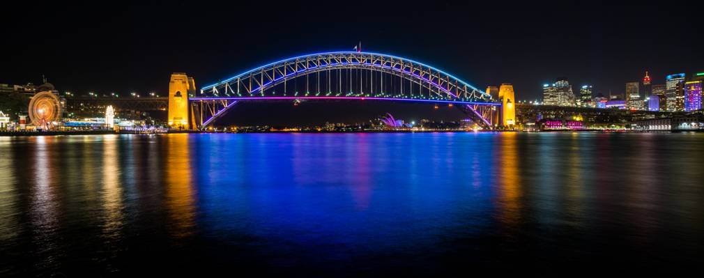 桥在晚上的时候高清壁纸灯