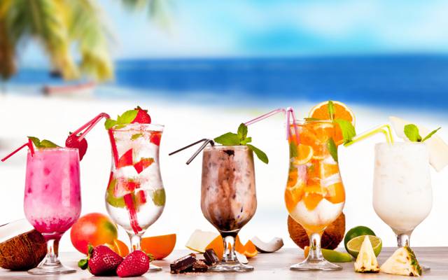 水果,饮料,鸡尾酒,海滩,鸡尾酒,夏天,热带,新鲜,饮料