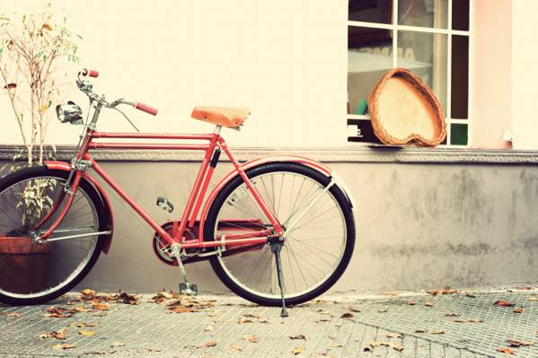 复古,自行车,心,爱,心,浪漫