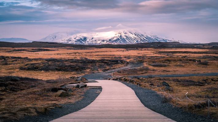 灰色的路,冰岛高清壁纸