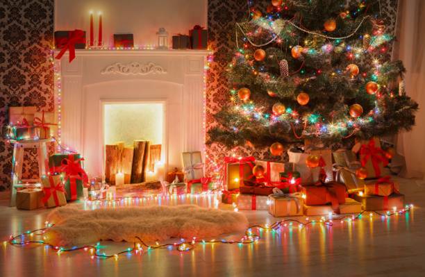 圣诞节,新年,礼品,室内,圣诞快乐,玩具,设计,圣诞节,装饰,壁炉,家,装修,假期...