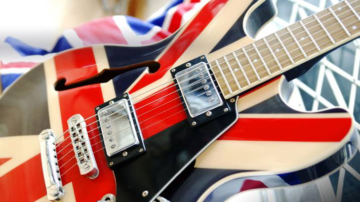 电吉他,英国国旗,字符串,宏,标志