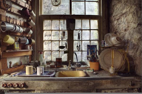 厨房,盘子,窗户