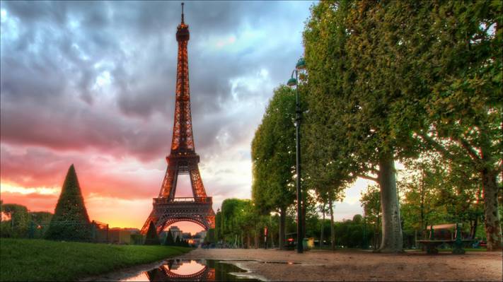 巴黎,巴黎,早上,艾菲尔铁塔,夜晚,法国,艾菲尔铁塔