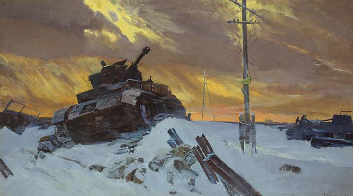 Posts, F Osipenko, The great Patriotic war, Picture, tank, "the Enemy is stopped"