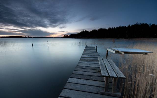 湖,桥梁,Varmland,Skoghall,瑞典