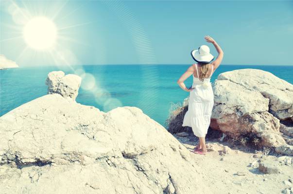 帽子,假期,假期,逗留,太阳,海滩,海滩,海,海,女孩,假期,夏天,夏天,太阳
