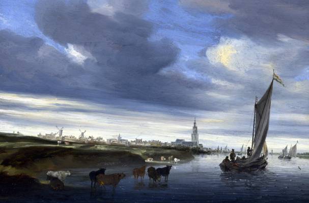 景观,帆,所罗门面包车Ruysdael,鉴于Deventer,船,所罗门面包车Ruisdael,图片