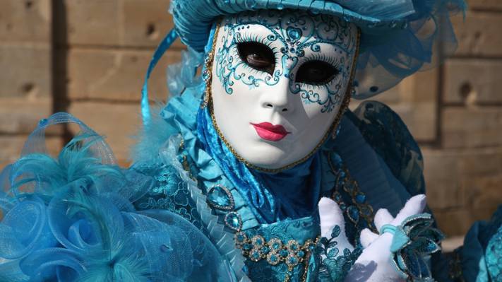 壁纸帽子,蓝色,威尼斯,面具,嘉年华,服装