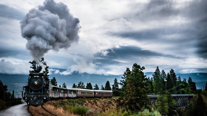 壁纸火车,烟雾,加拿大,引擎,不列颠哥伦比亚省,性质