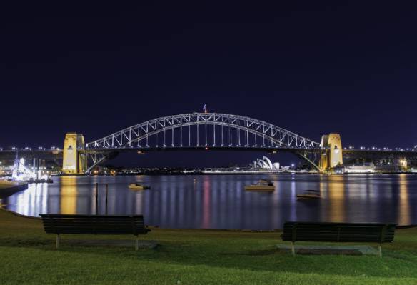 悉尼海港桥高清壁纸夜间桥下的夜景