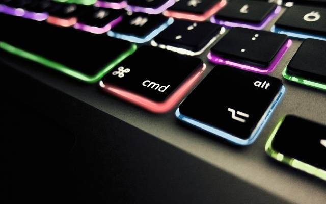 多彩,背光,苹果,键盘