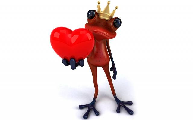 壁纸青蛙,王子,青蛙,爱,心,有趣