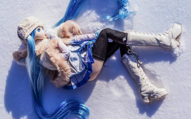 娃娃,雪,心情,玩具