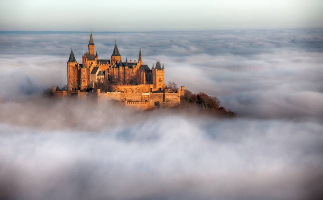 Hohenzollern,城市,雾,德国,照片