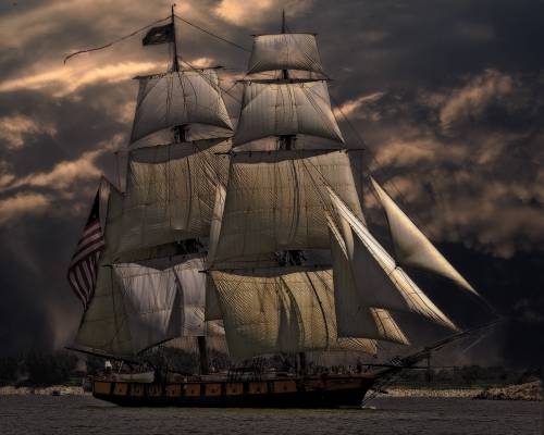 白色和棕色帆船在海洋照片高清壁纸