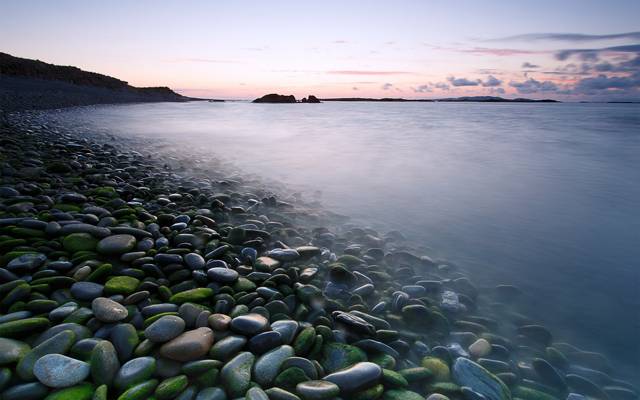 海,早上,景观,石头