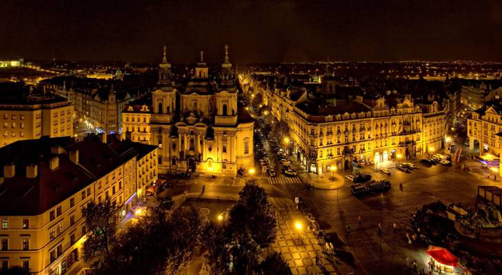 历史,美丽,老城广场,背光源,位于,osveshenia,城市,中心,布拉格,捷克共和国,布拉格,...