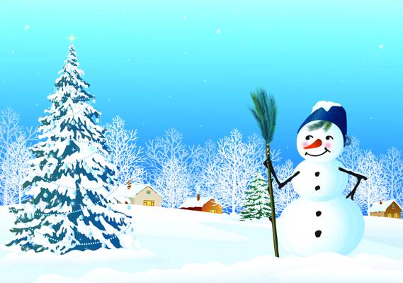 雪人,房子,雪,星星,树,圣诞装饰品,窗口,新年除夕