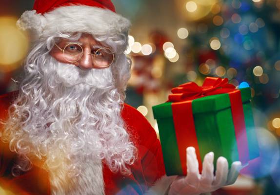 胡子,框,礼物,帽子,圣诞老人,散景,特写镜头,新的一年,眼镜,圣诞节,眩光,外套,手套,...