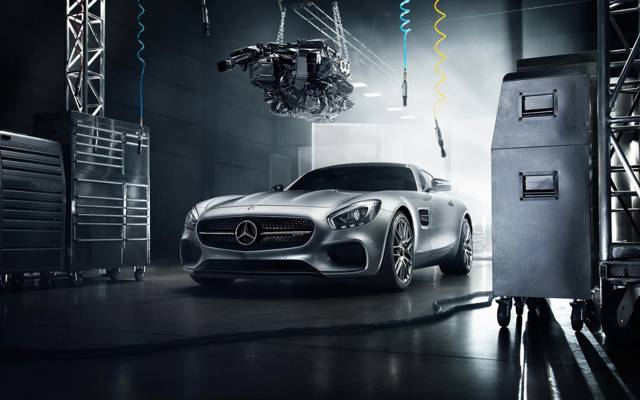 梅赛德斯 - 奔驰,颜色,AMG,GT S,引擎,2016年,前,银