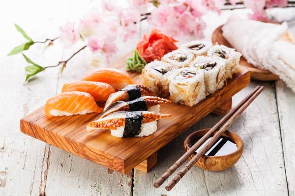 寿司,鱼,卷,紫菜,图,三文鱼