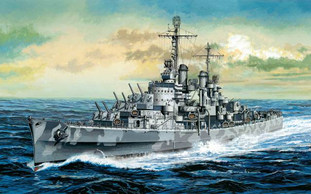 WW2。,巡洋舰,包括,CL-53,1月10日,艺术,船,类型,巡洋舰,舰队,1942年,Stroy,海军,光,...
