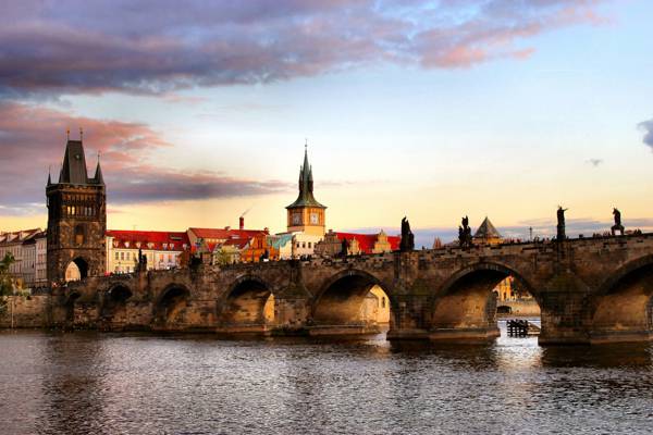 河,桥,通过,路面,塔,查尔斯,城市,布拉格,美丽,布拉格,捷克共和国,查看,...