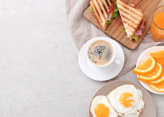 早餐,烤面包,咖啡,橙,炒鸡蛋