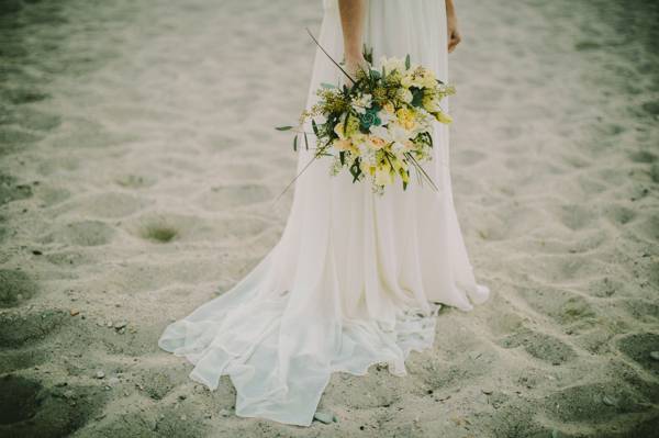 鲜花,新娘,白色,花束,沙滩,裙子,沙子