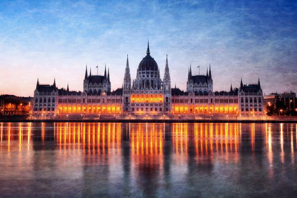 背光,反射,议会,灯,匈牙利,晚上,布达佩斯,多瑙河,河
