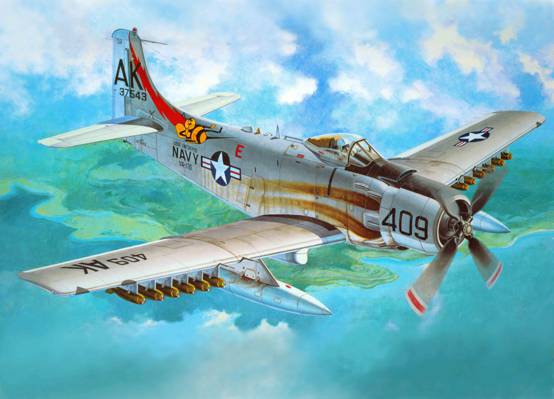 Skyraider,四分之一,艺术,飞机,攻击,越南,BBC,A-1H Skyraider,道格拉斯,活塞,世纪,美国,...