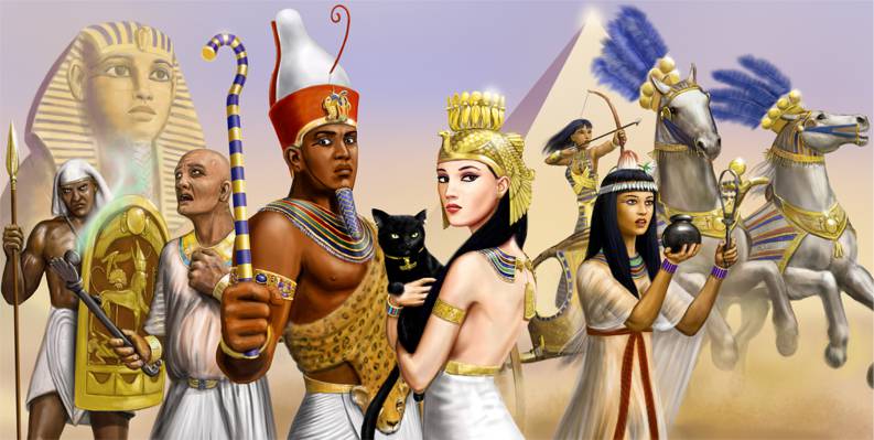 猫,战车,牧师,艺术,战士,金字塔,家伙,马,法老,狮身人面像,埃及,女孩