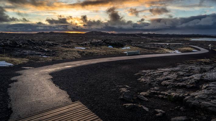 在地平线摄影,冰岛高清壁纸下的混凝土路