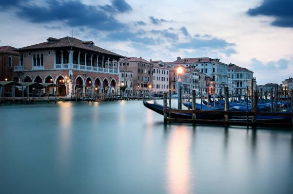 船,家,威尼斯,河