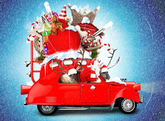 壁纸礼物,节日,玩具,雪花,圣诞老人,photoshop,袋,钟声,棒棒糖,鹿,红色,创意,雪,背景,...