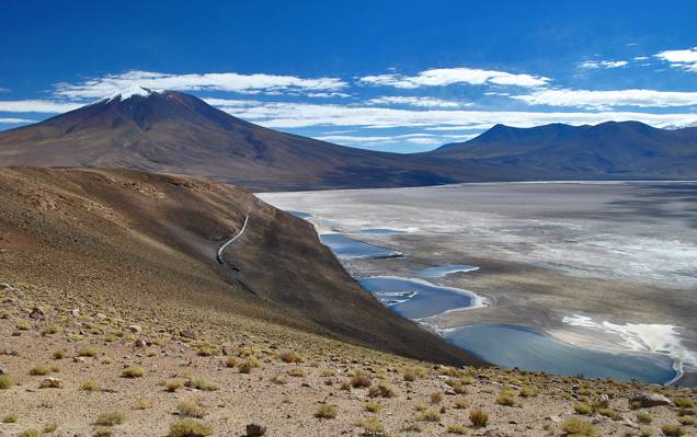 干涸的湖泊,高原的沙漠平原,玻利维亚,乌尤尼盐沼