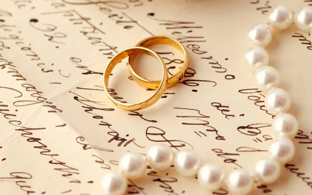 信,婚礼,戒指,婚礼,珍珠