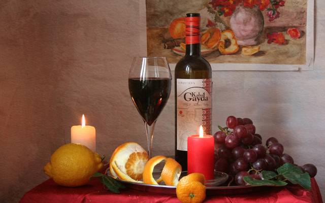 蜡烛,静物,柠檬,葡萄酒,葡萄