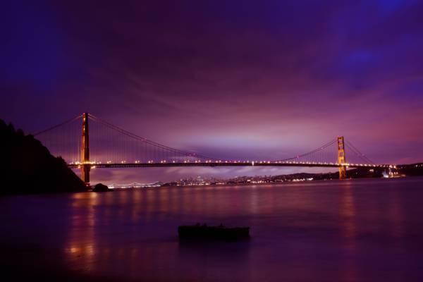 旧金山桥在夜间高清壁纸