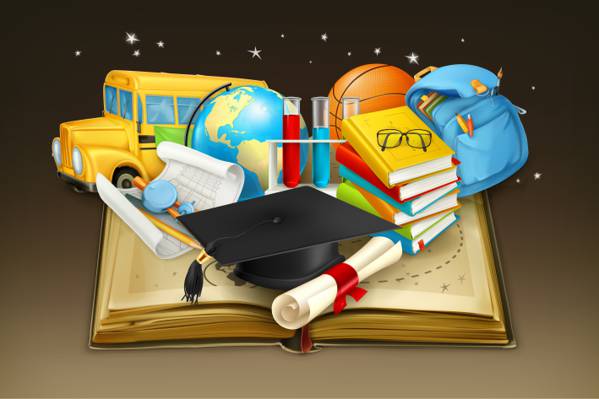 学校,书籍,纸,指南针,背包,挎包,眼镜,球,矢量,地球,研究,管,背景,...