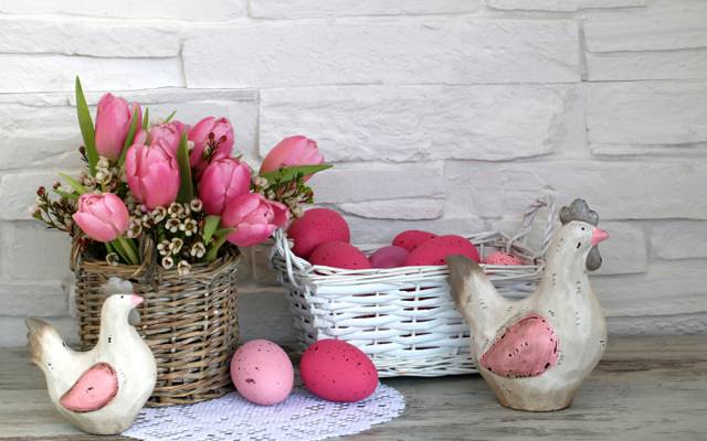 装饰,粉红色的郁金香,复活节,复活节,郁金香,快乐,彩绘鸡蛋,鸡蛋,春天,鲜花,鲜花