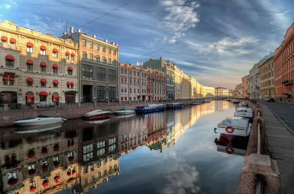 夏天,河,圣彼得堡,水槽