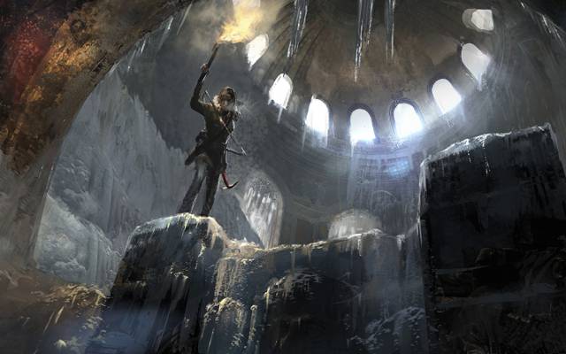 Lara Croft,柯克,艺术,火,弓,火焰,光,崛起的古墓丽影,墓,劳拉...