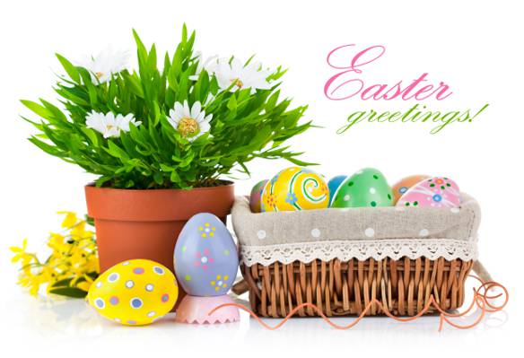 鸡蛋,假期,花盆,篮子,花,复活节