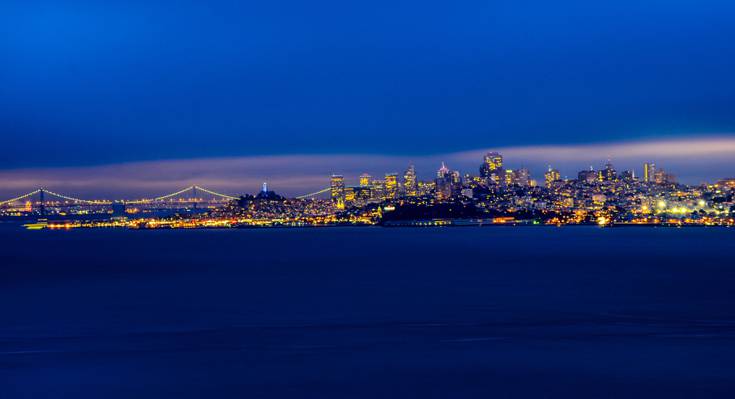 城市建筑在夜间,旧金山高清壁纸