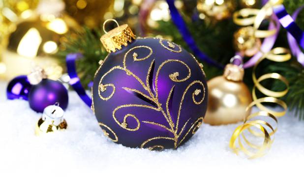新年,雪,蛇纹石,圣诞节,玩具,球,紫色,新年,圣诞节,球,黄金,模式,圣诞节