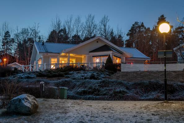 壁纸灯,晚上,冬天,灯,家,树,瑞典