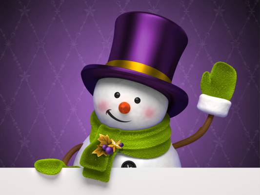 雪人,帽子,图形,圆筒,假期,冬天,圣诞节,紫色,新年,新的一年,圣诞节