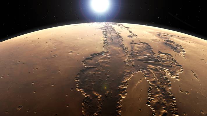 一个峡谷系统,Valles Marineris,表面,火星